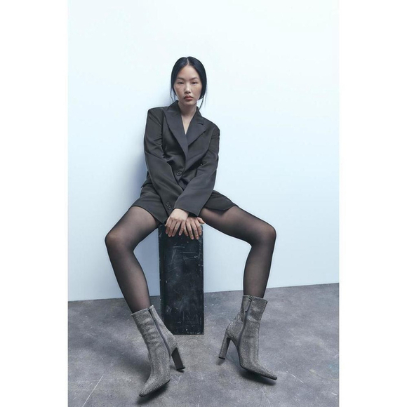 RHINESTONE HEELED ANKLE BOOTS - Picture 6 of 7